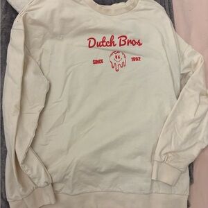 Dutch Bros Off-White Crewneck with Red Logo